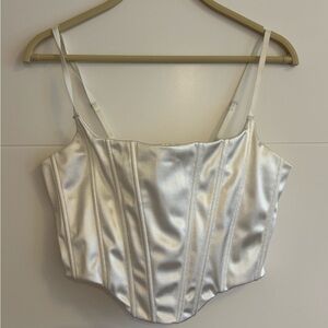 Elegant White Satin Corset Top